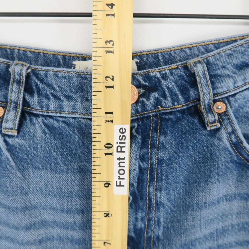 We The Free Straight Up Baggy Jeans Womens 30 Blue Wide Leg High Rise Raw Hem - Picture 6 of 11